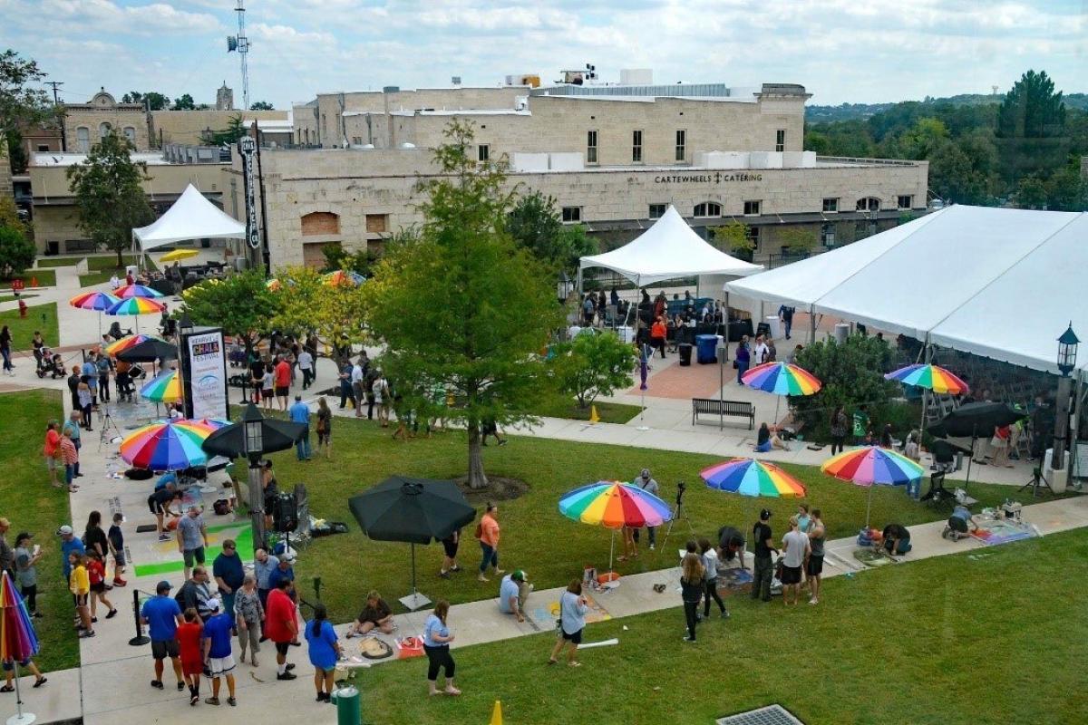 Aerial view of chalk fest